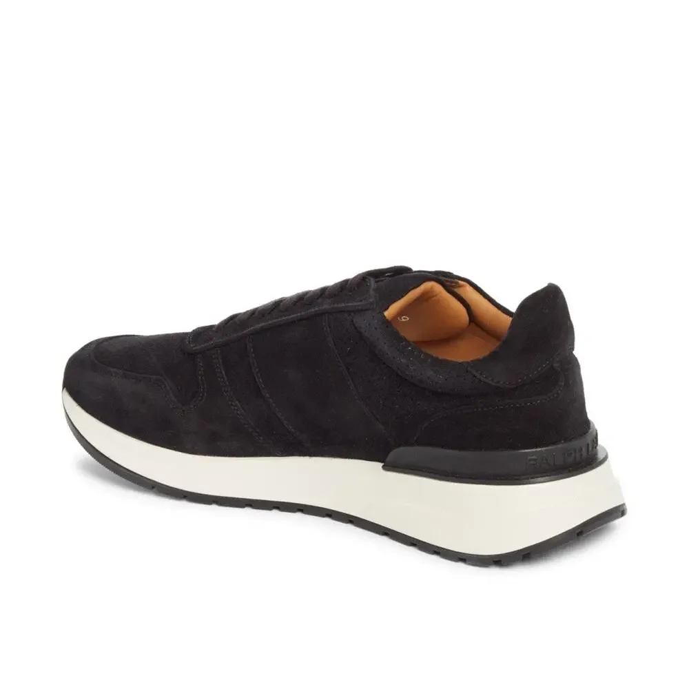 NIB Ralph Lauren Purple Label ‘Ethan’ Black Suede Logo Sneakers Size 8 $895.00